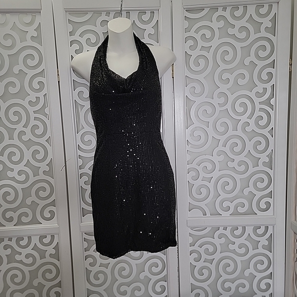 Stunning Black Sequin Backless Dress - Picture 1 of 10